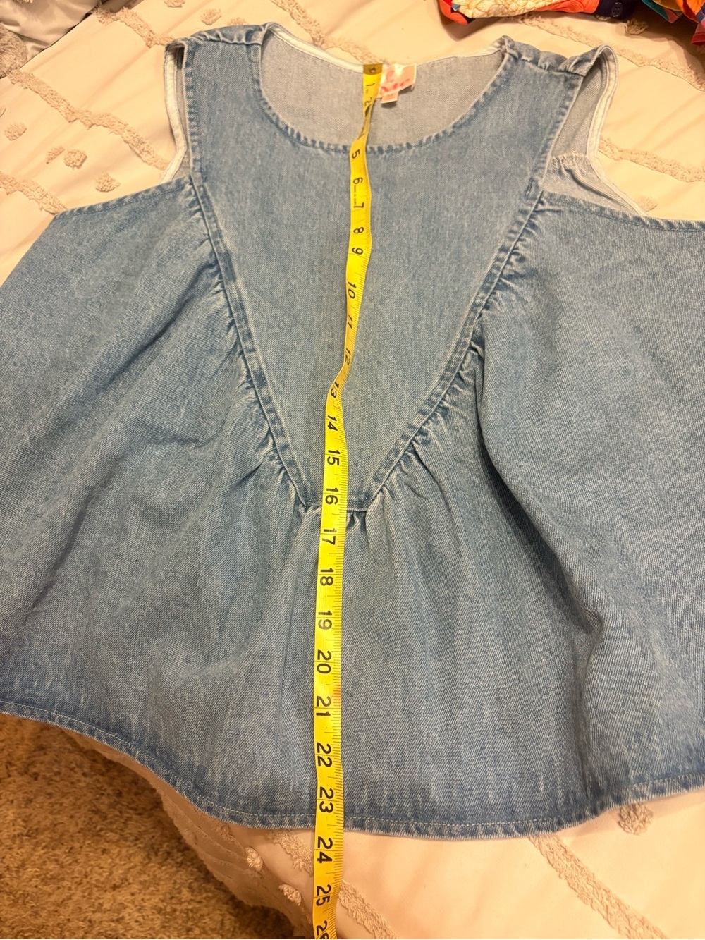 So Me Light Blue Denim Sleeveless Peplum Tank - Picture 4 of 5